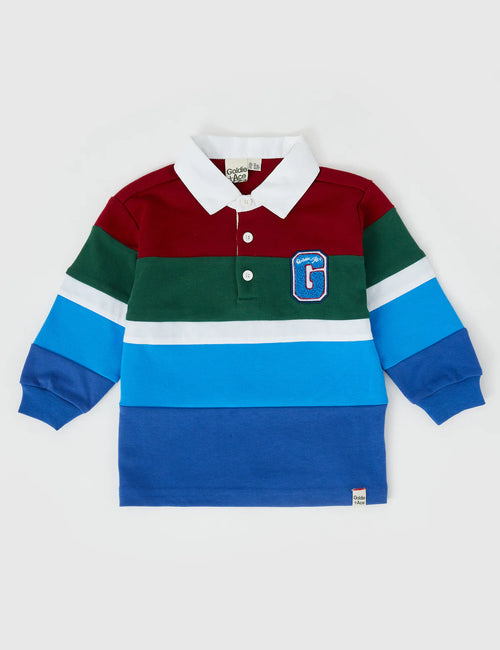 GOLDIE & ACE ARCHIE EMBROIDERED RUGBY TOP GREEN/CLOUD