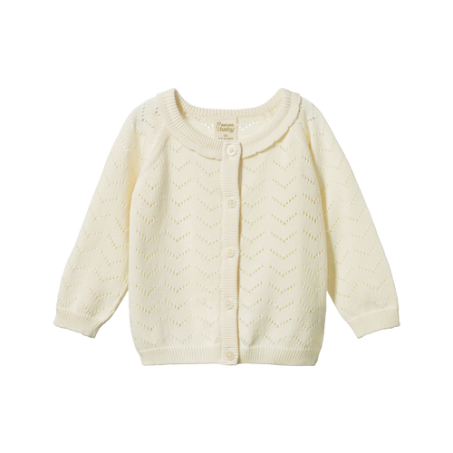NATURE BABY PIPER CARDIGAN NATURAL POINTELLE