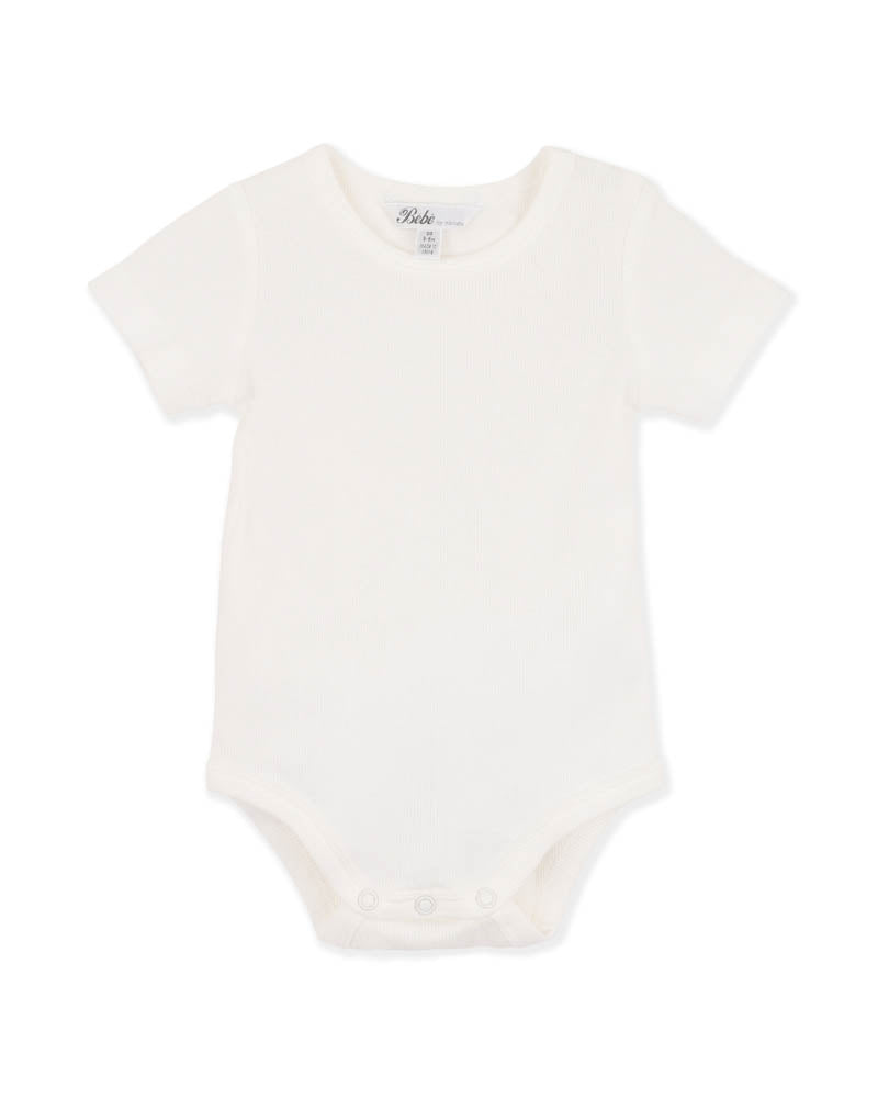 BEBE ROMAN PLAIN RIB BODYSUIT CLOUD