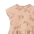 NATURE BABY TWIRL DRESS LEAPING TIGERS ROSE DUST PRINT