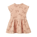 NATURE BABY TWIRL DRESS LEAPING TIGERS ROSE DUST PRINT