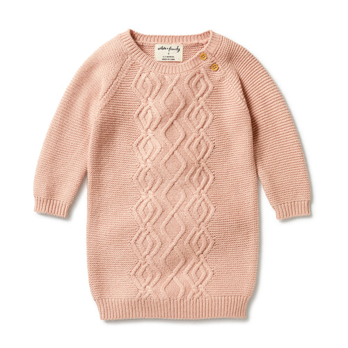 WILSON & FRENCHY KNIT CABLE DRESS ROSE