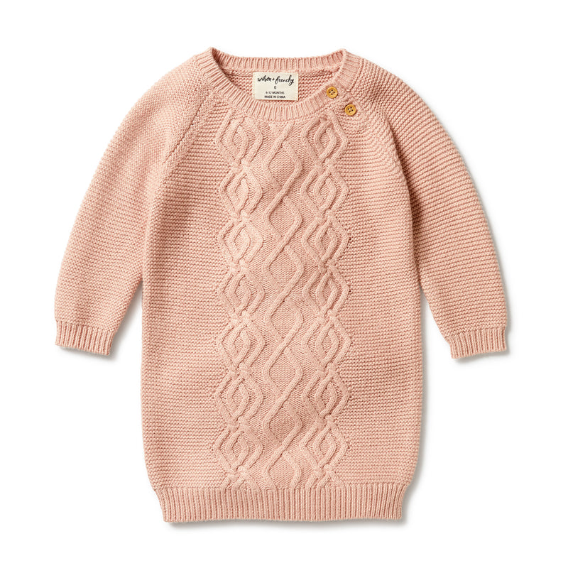 WILSON & FRENCHY KNIT CABLE DRESS ROSE
