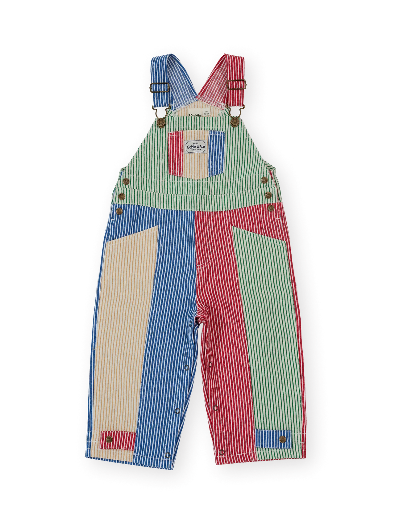 GOLDIE & ACE PATCHWORK STRIPE BLAKE OVERALLS