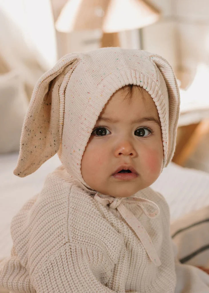 ACORN BUNNIE BEANIE CREAM SPECKLE