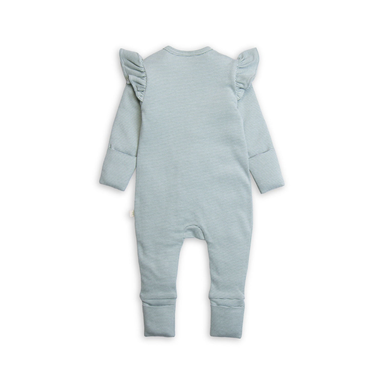 TINY TWIG FRILL ZIPSUIT-BASIL STRIPES