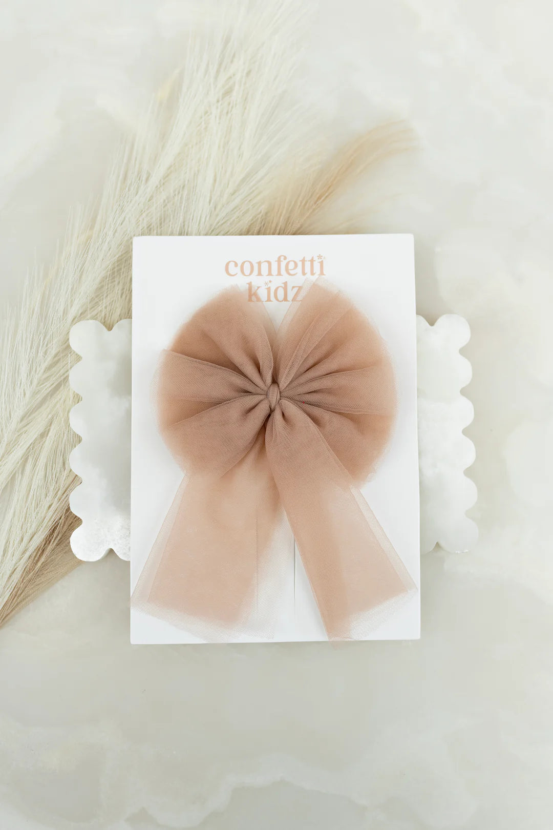LARGE TULLE SAILOR BOW - DUSTY PINK