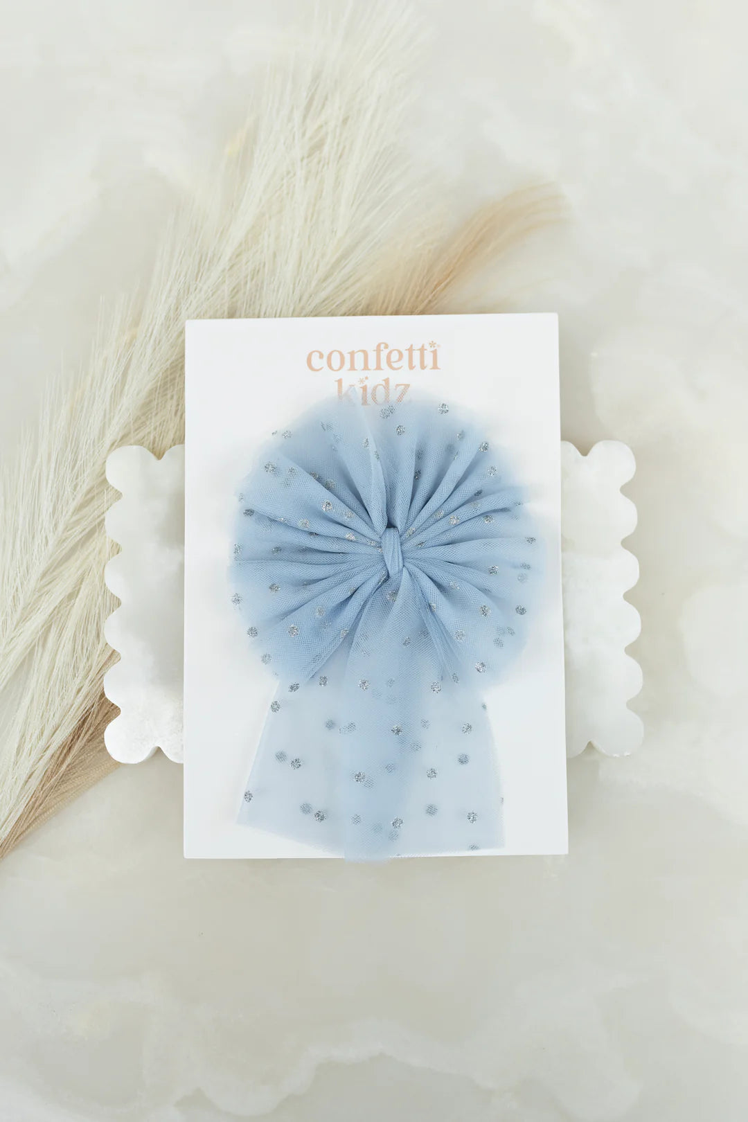 LARGE TULLE SAILOR BOW - DUSTY BLUE