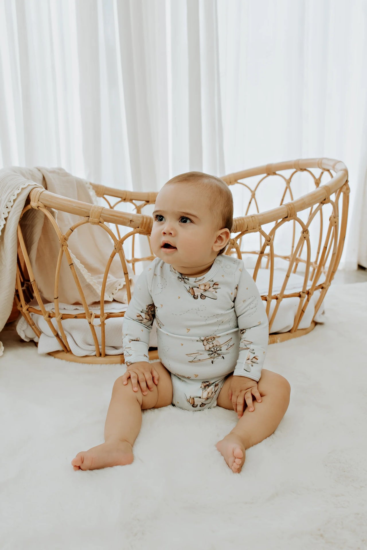 CONFETTI KIDZ AVIATOR TEDDY LONG SLEEVE BODYSUIT