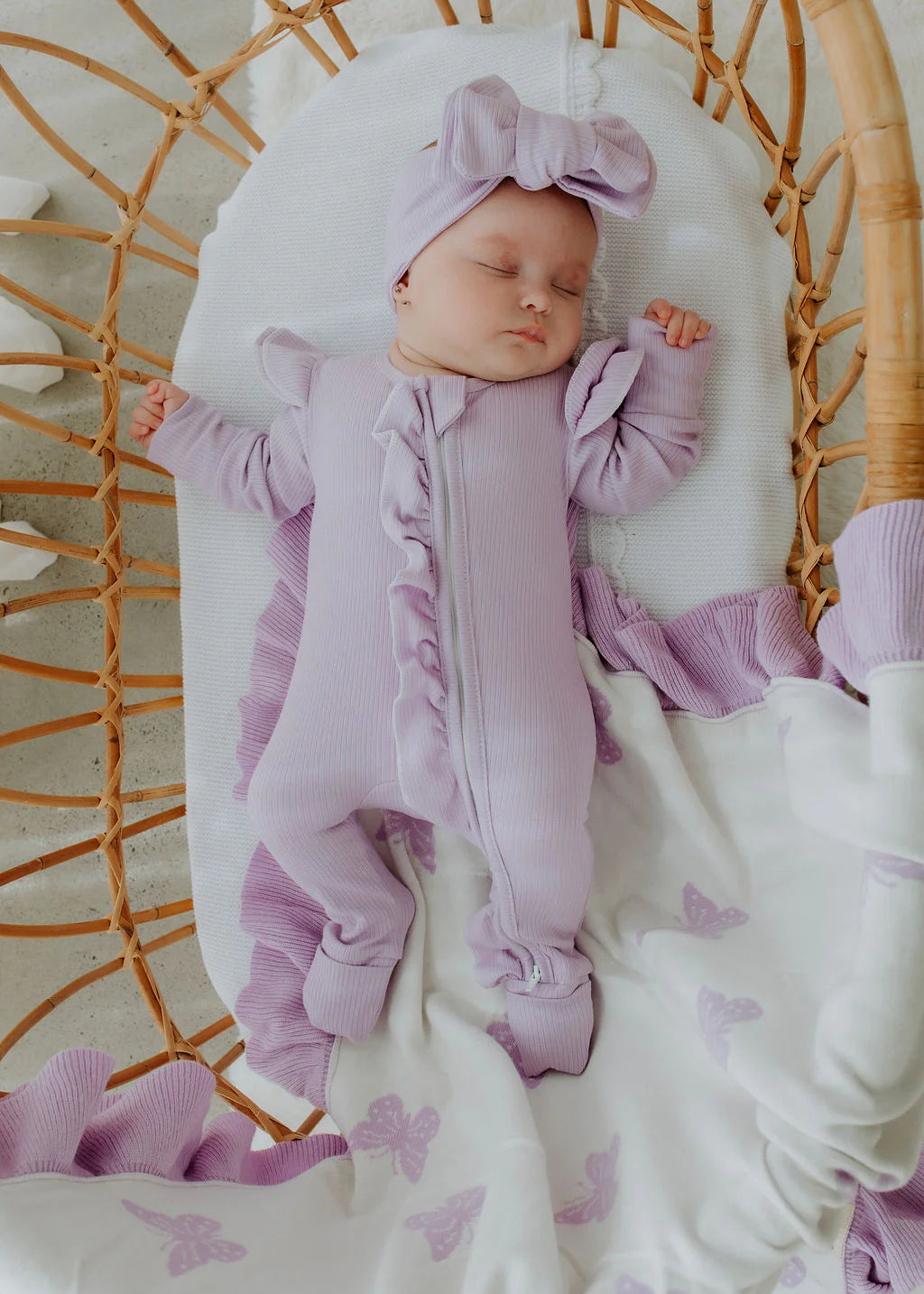 CONFETTI KIDZ LAVENDER RIBB ZIPSUIT