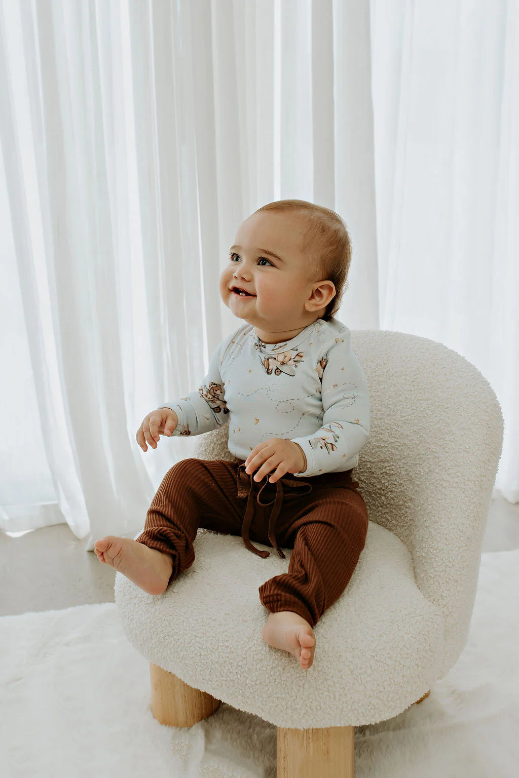 CONFETTI KIDZ AVIATOR TEDDY LONG SLEEVE BODYSUIT