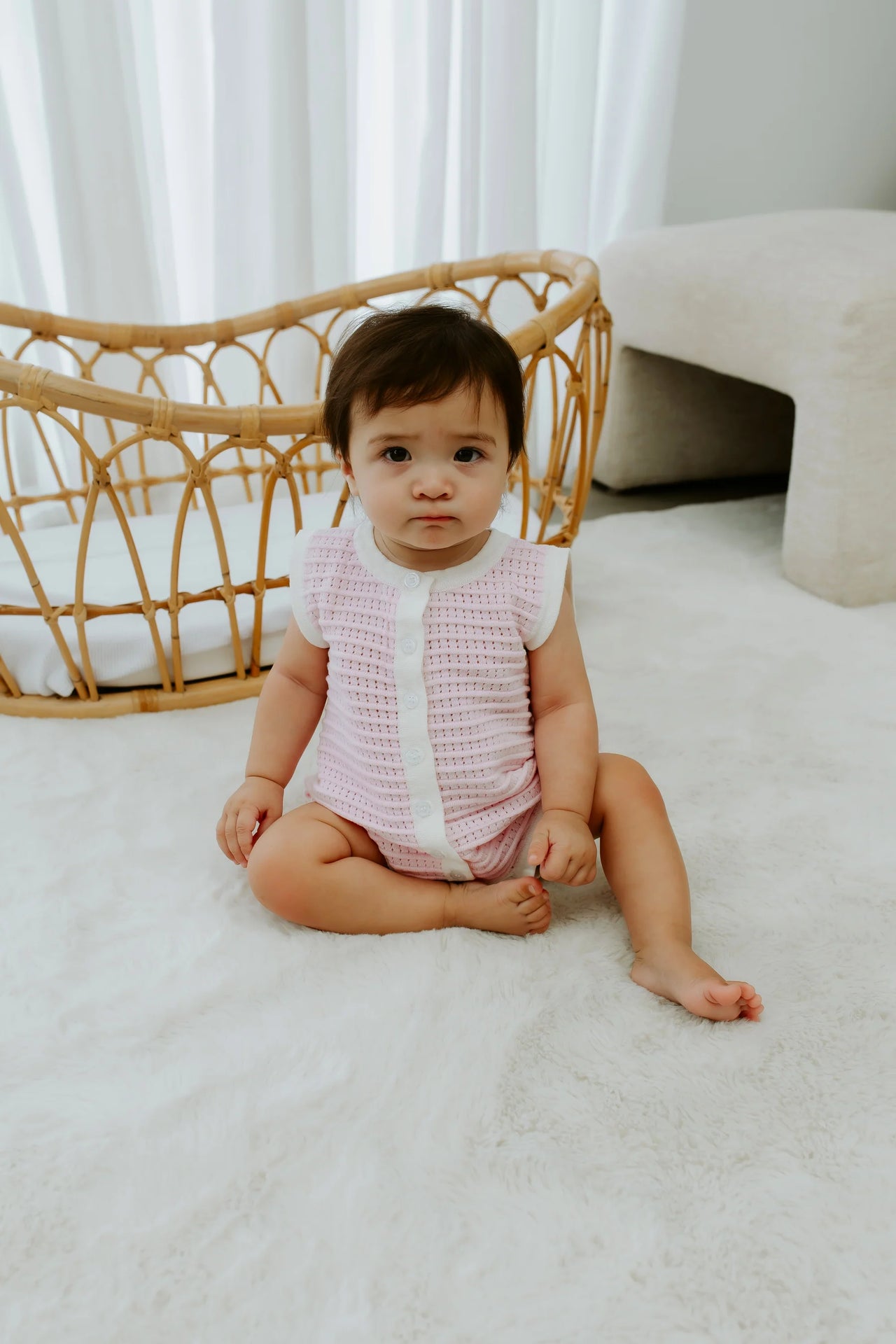 CONFETTI KIDZ BREEZY KNIT ROMPER PINK CORAL