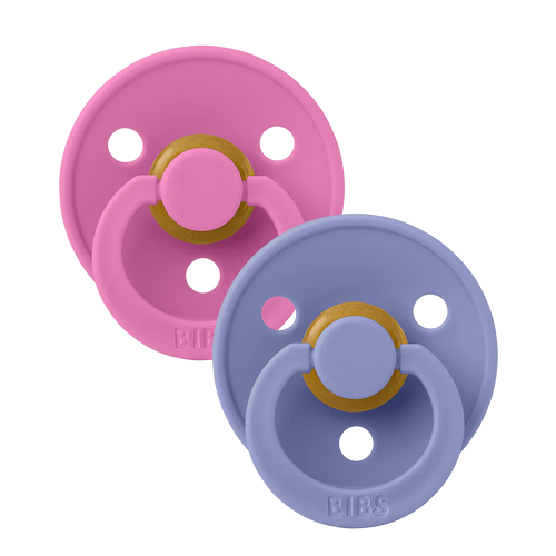 BIBS DUMMY 2 PACK SIZE 1 (0-6MTH) BUBBLEGUM/PERIWINKLE