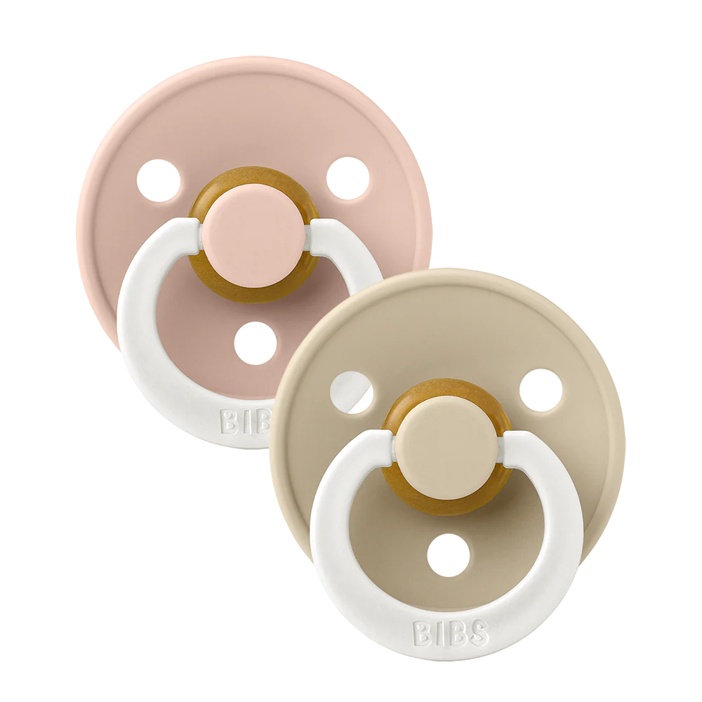 BIBS NIGHT GLOW DUMMY 2 PACK SIZE 2 (6-18MTH) BLUSH/VANILLA