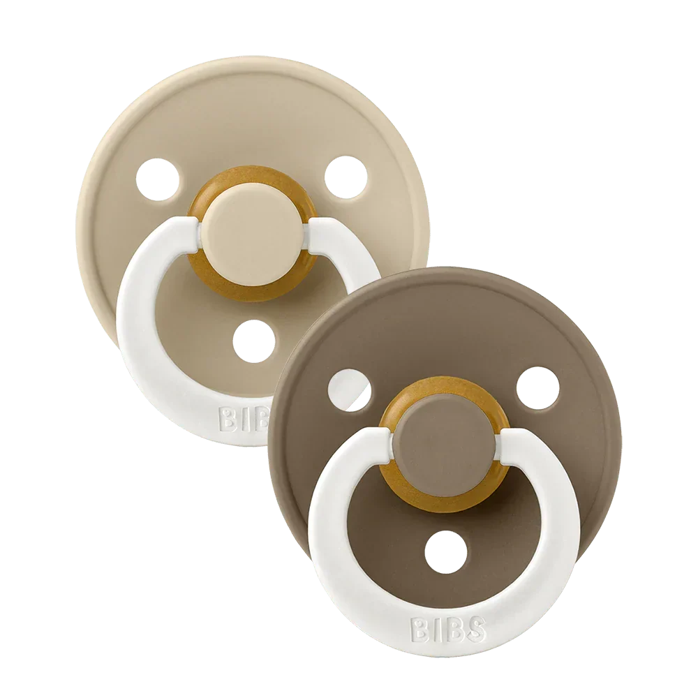 BIBS NIGHT GLOW DUMMY 2 PACK SIZE 1 (0-6M) VANILLA/DARK OAK