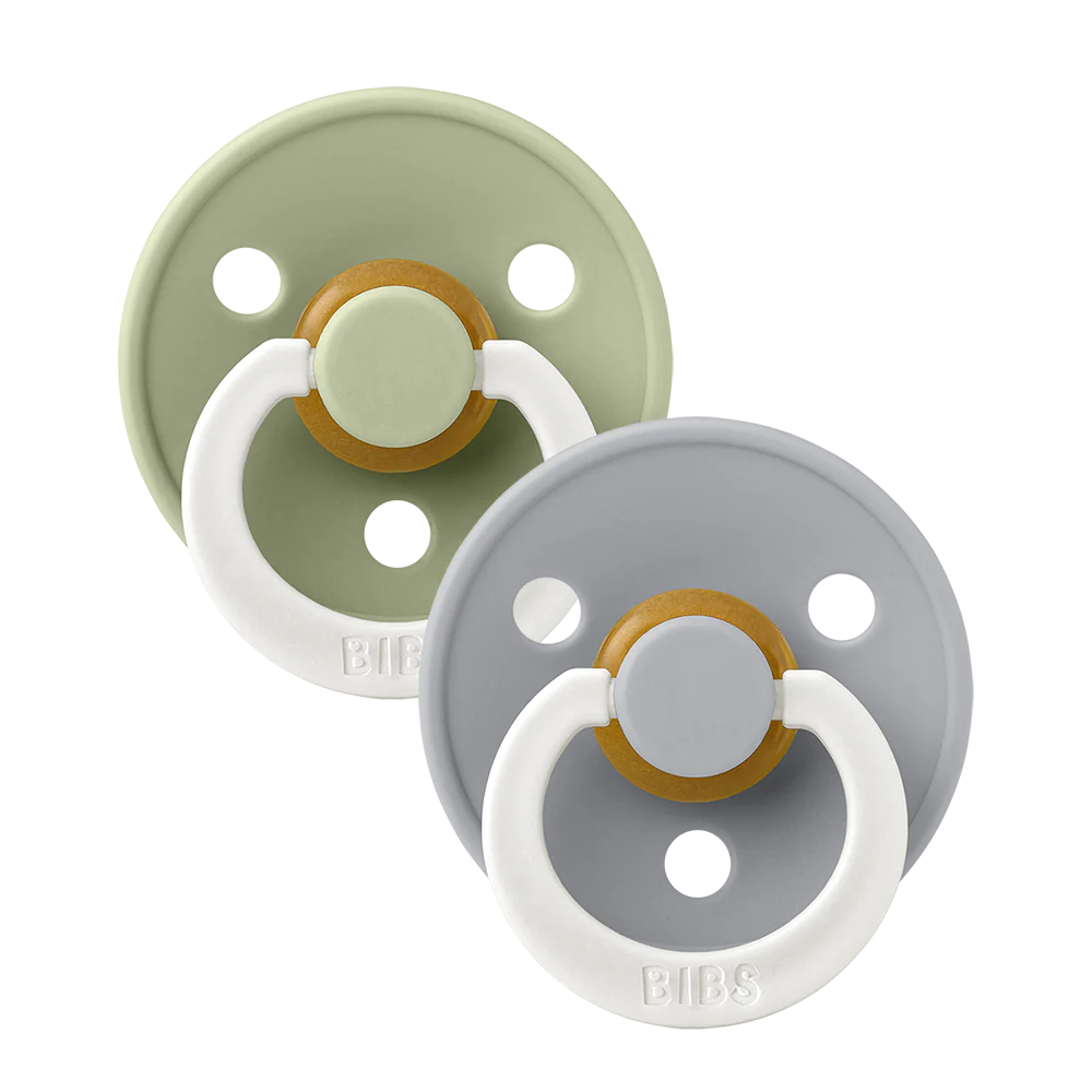BIBS NIGHT GLOW DUMMY 2 PACK SIZE 2 (6-18MTH) SAGE/CLOUD