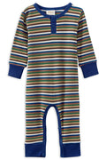 MILKY WAFFLE STRIPE HENLEY ROMPER