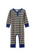 MILKY WAFFLE STRIPE HENLEY ROMPER