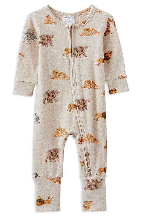 MILKY WILDLIFE ZIP ROMPER LATTE MARLE