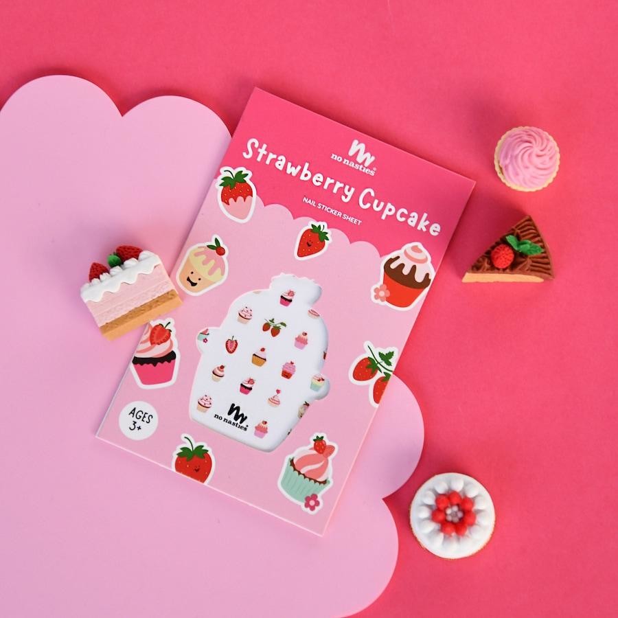 NO NASTIES STRAWBERRY CUPCAKE NAIL STICKERS