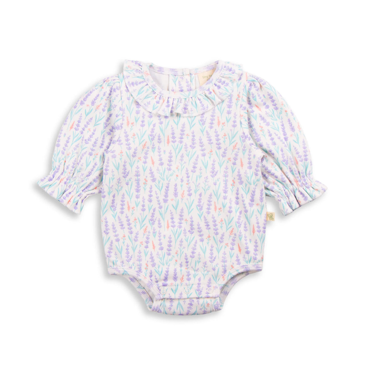 TINY TWIG FRILL NECK BODYSUIT LAVENDER FIELDS