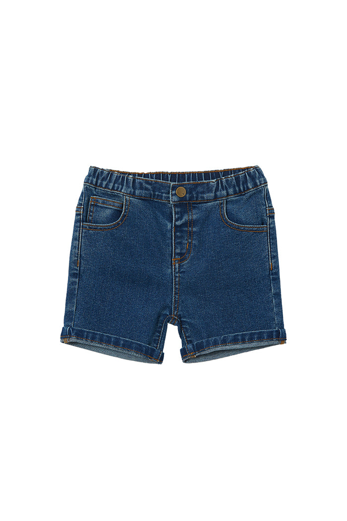 MILKY STONE WASH DENIM SHORT