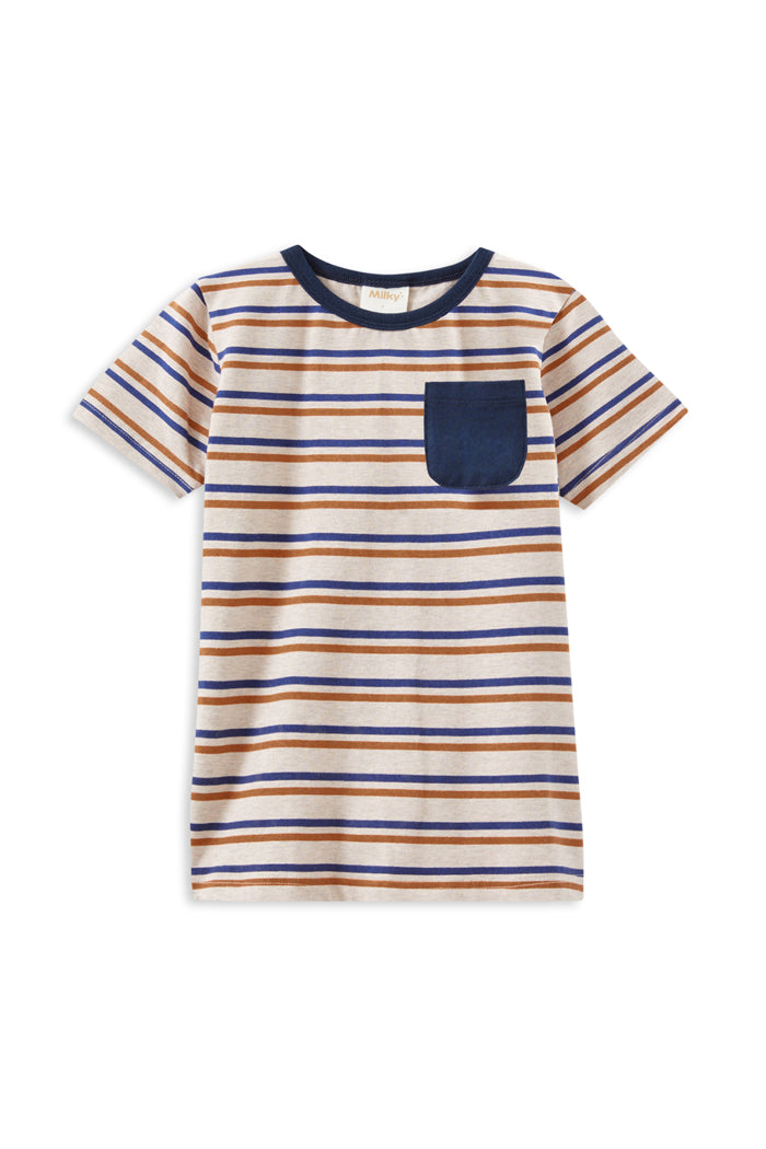 MILKY MINI STRIPE POCKET TEE