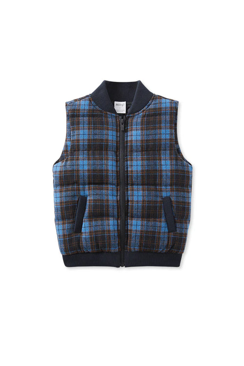 MILKY CHECK PUFFER VEST