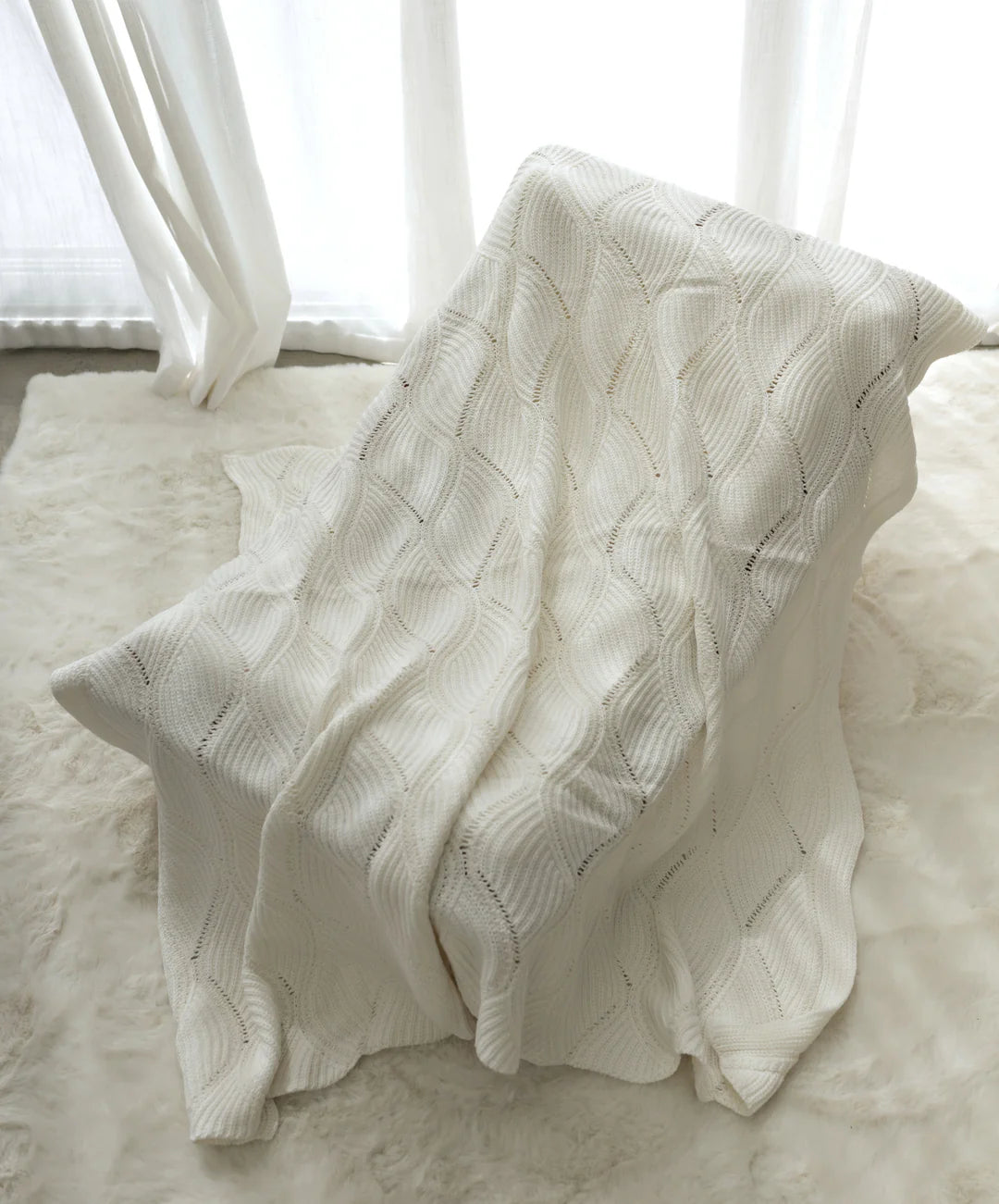 CONFETTI KIDZ KEEPSAKE KNIT BLANKET - MILK