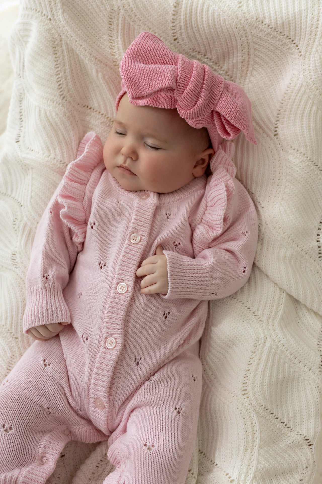 CONFETTI KIDZ POINTELLE KNIT ROMPER CLASSIC PINK
