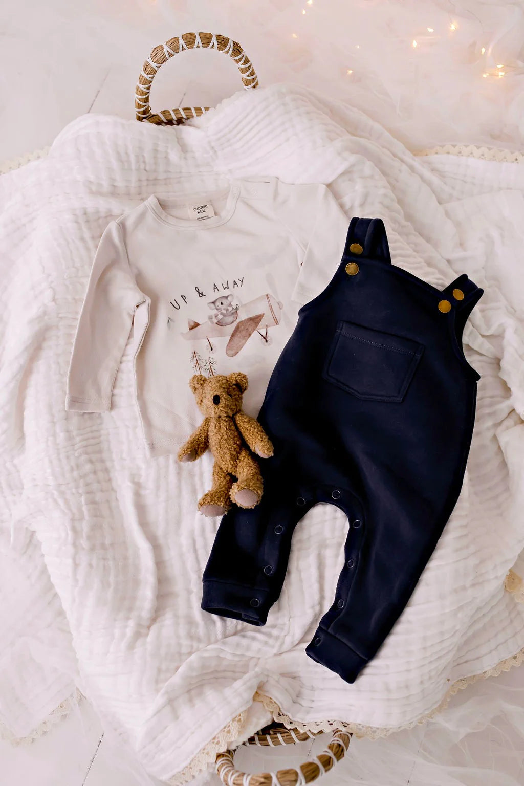 CONFETTI KIDZ NAVY FLEECE OVERALLS