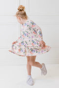 MILKY HYDRANGEA TIERED DRESS