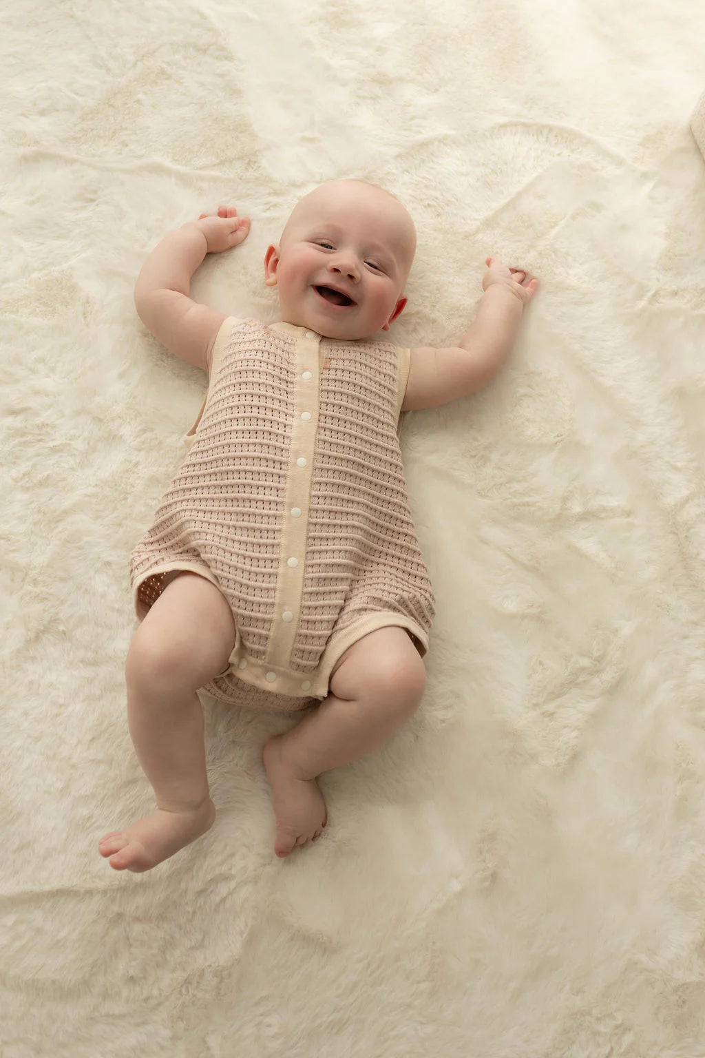 CONFETTI KIDZ BREEZY KNIT ROMPER BISCOTTI