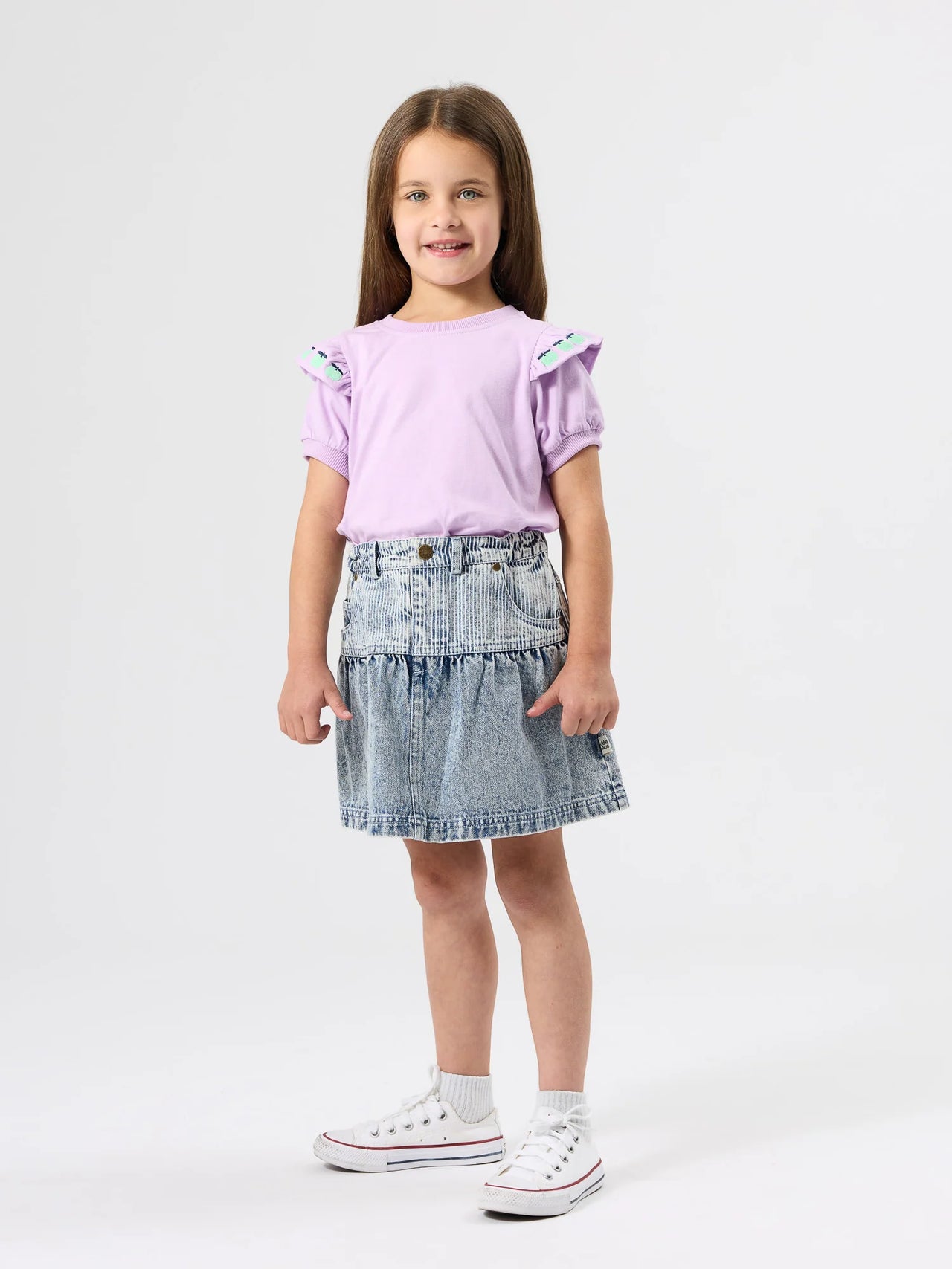GOLDIE & ACE FLOUNCE SHOULDER APPLE TOP LILAC