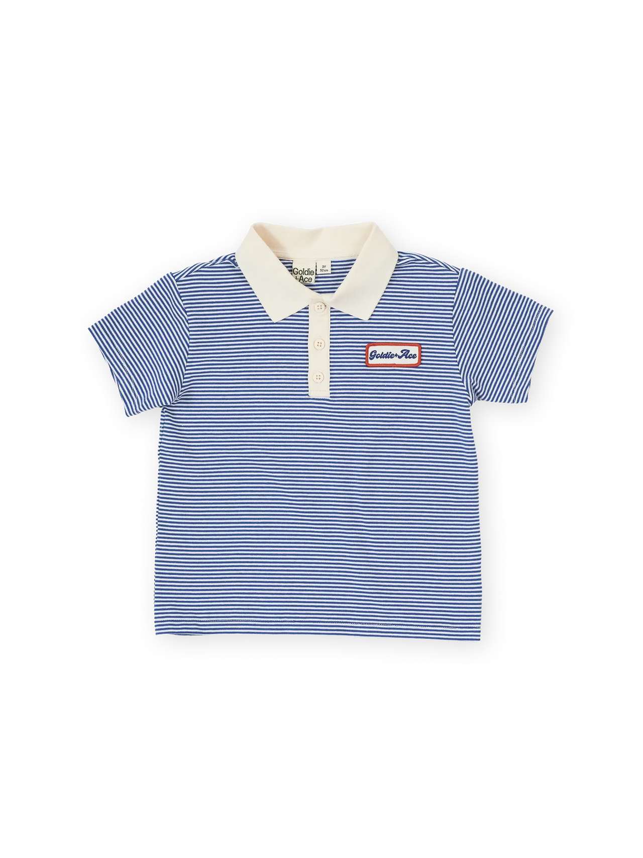 GOLDIE & ACE NAVY STRIPE LOGO POLO TOP BLUE/IVORY