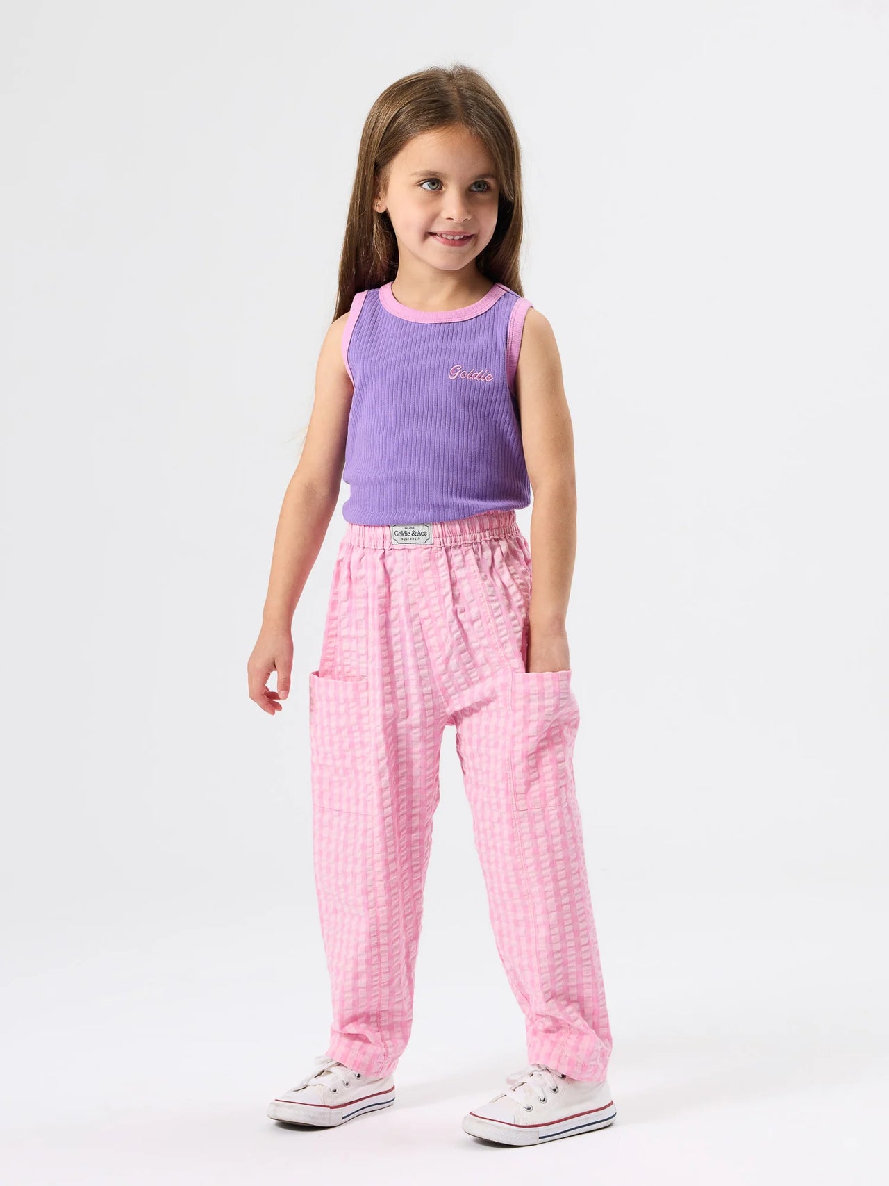 GOLDIE & ACE EMBROIDERED COLOUR POP RIB SINGLET PURPLE