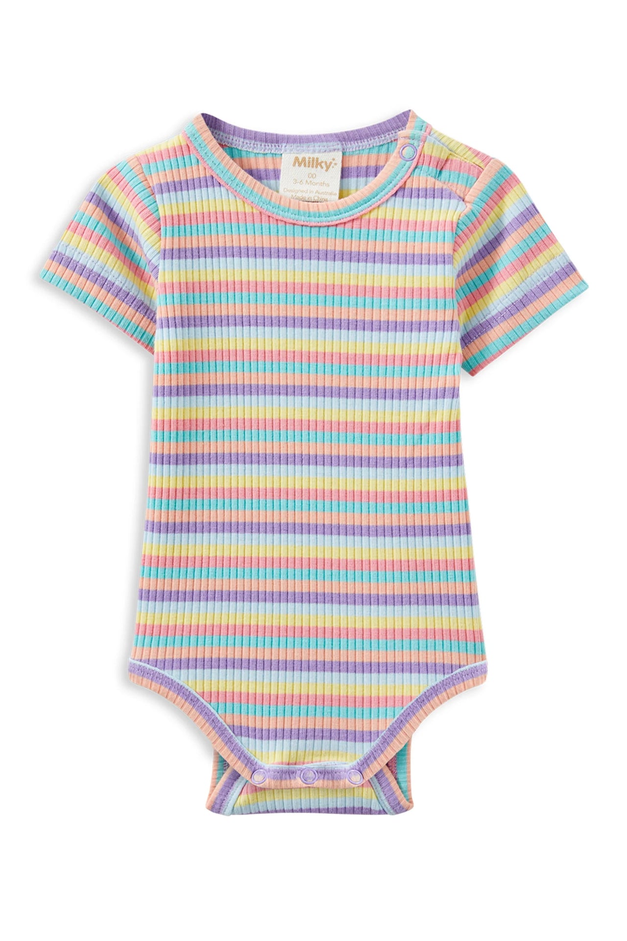 MILKY MULTI STRIPE RIB BUBBYSUIT