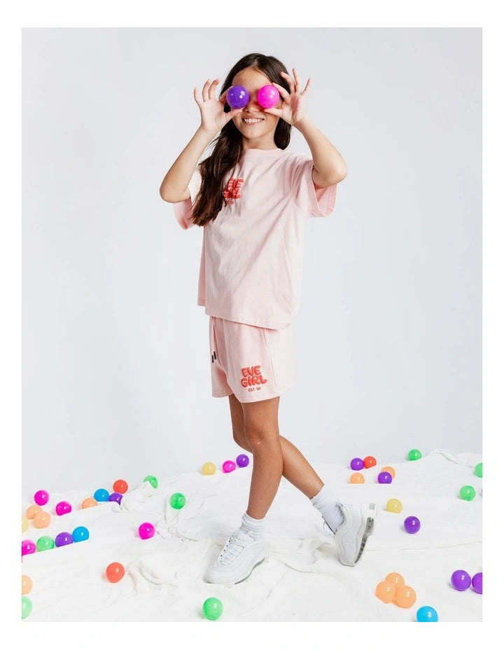 EVE GIRL SPORTS CLUB PALE PINK FLEECE SHORT