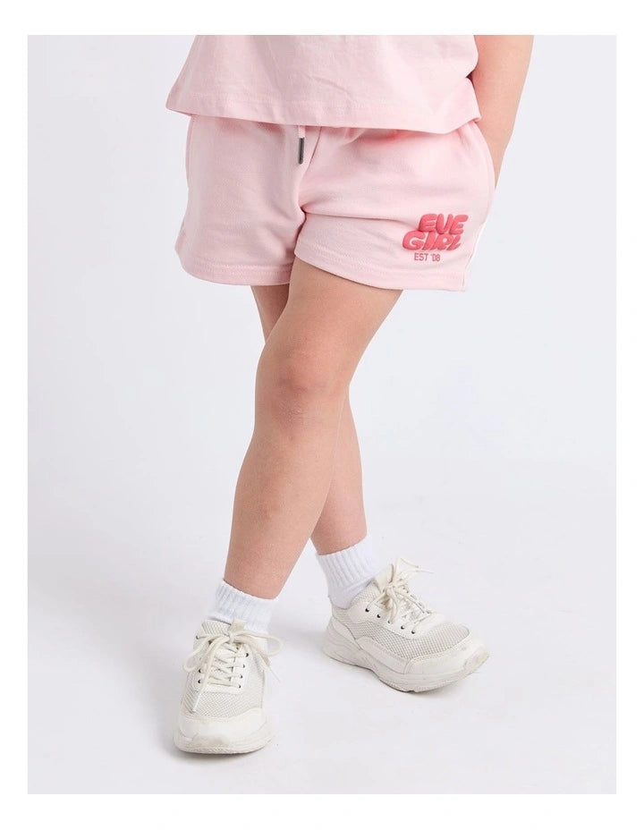 EVE GIRL SPORTS CLUB PALE PINK FLEECE SHORT 3-7YRS
