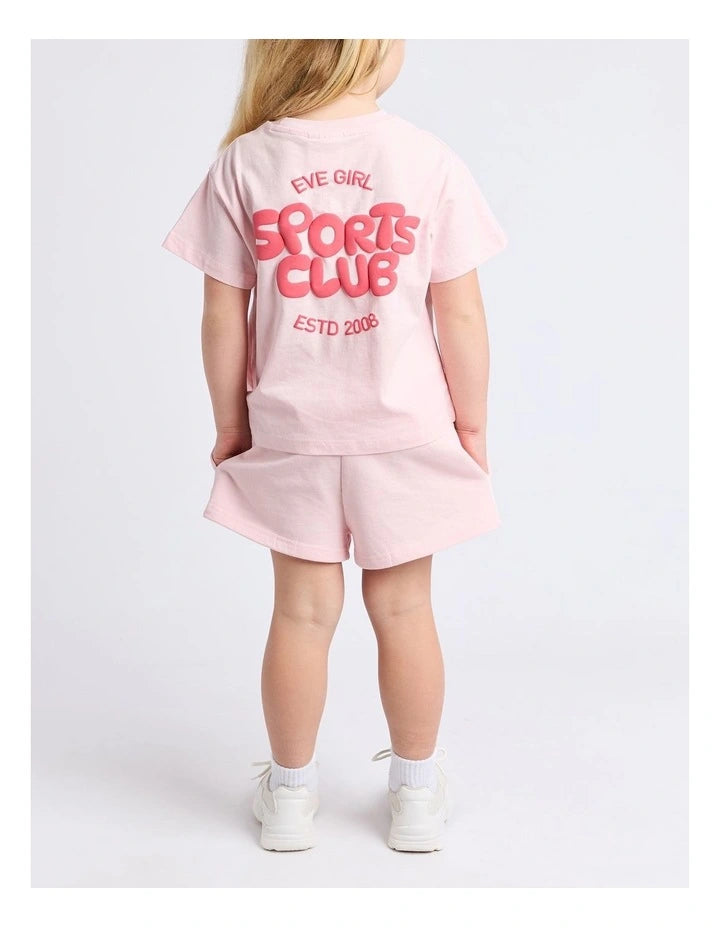 EVE GIRL SPORTS CLUB PALE PINK FLEECE SHORT 3-7YRS