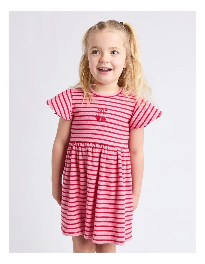 EVE GIRL BETTY RIB DRESS PINK 3-7