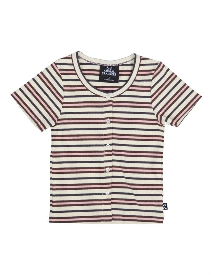 ANIMAL CRACKERS STRIPE BUTTON UP RIB