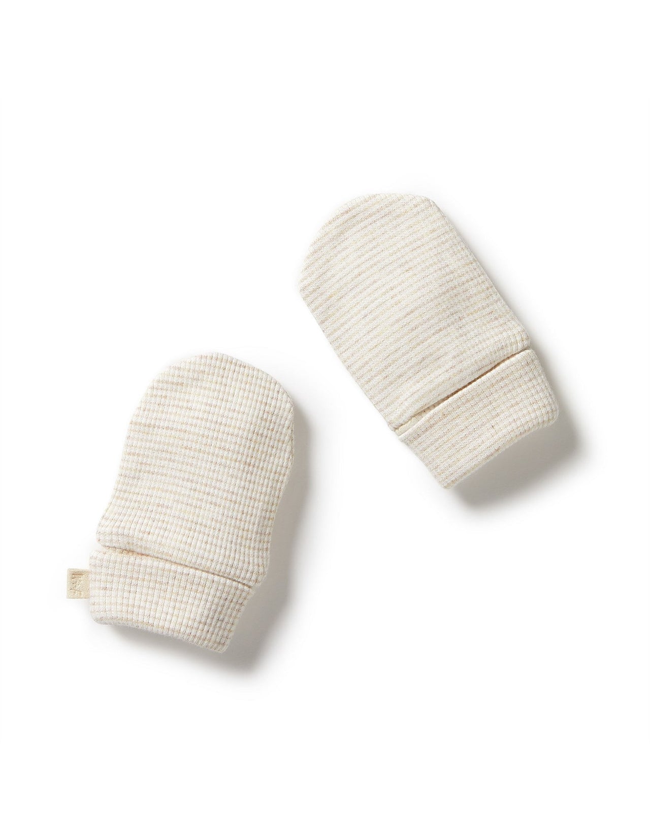 WILSON & FRENCHY ORGANIC STRIPE RIB MITTENS OATMEAL