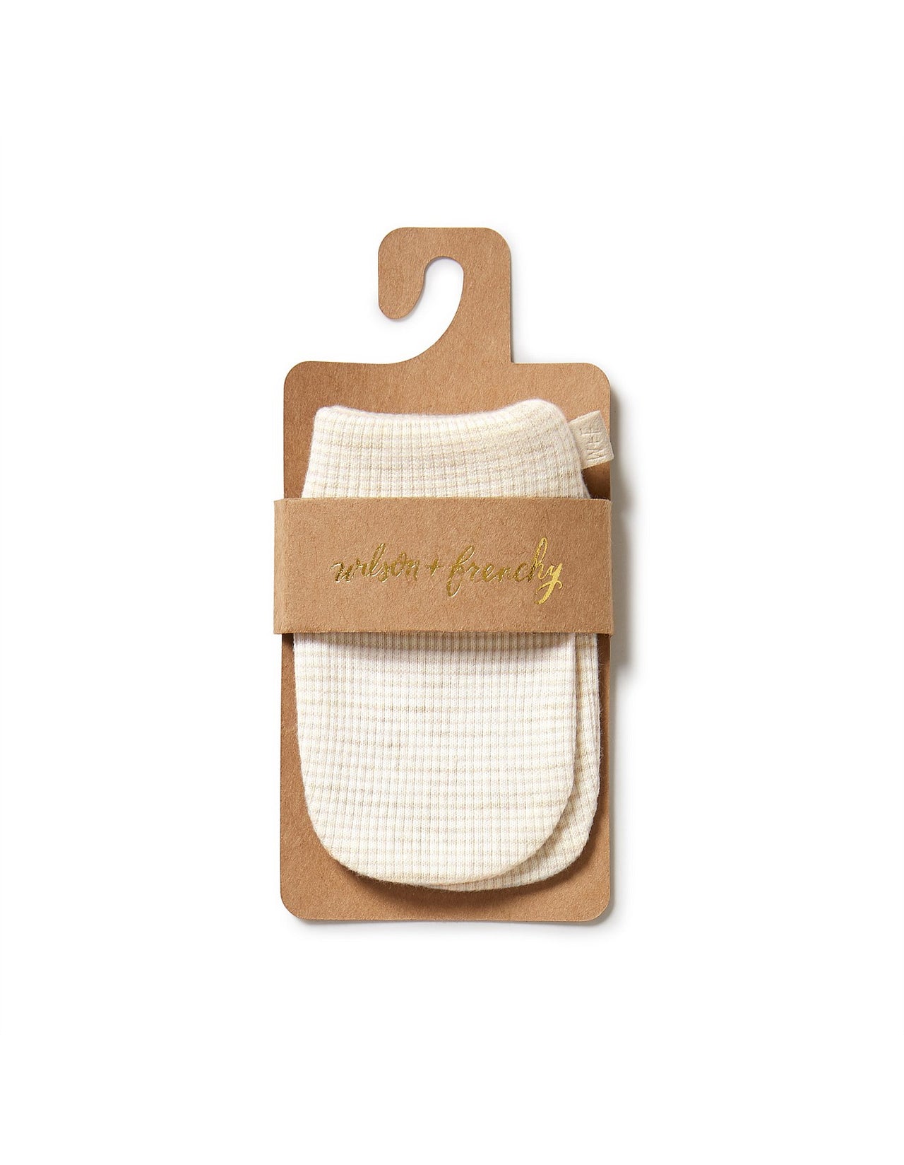 WILSON & FRENCHY ORGANIC STRIPE RIB MITTENS OATMEAL