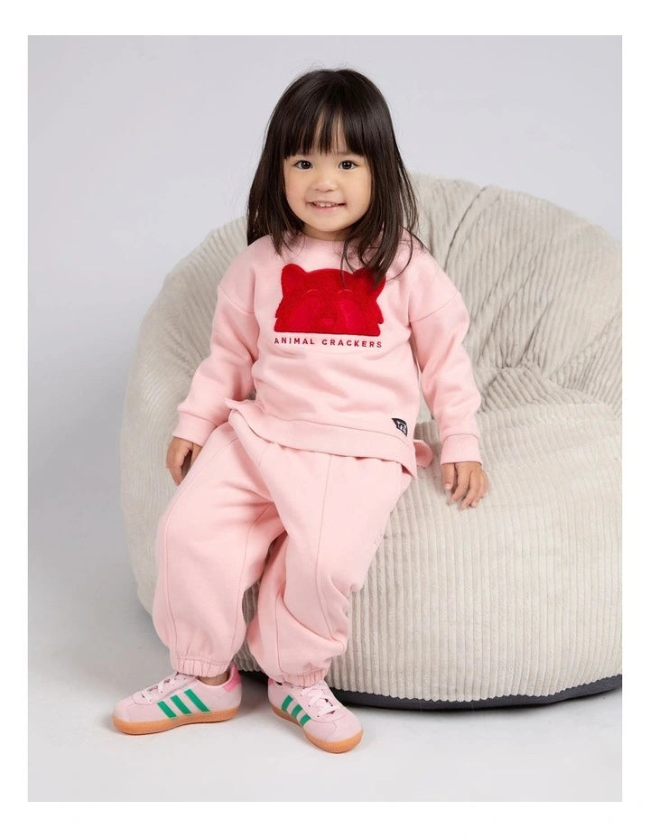 ANIMAL CRACKERS CONTRAST RAFFI CREW PINK