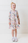 MILKY HYDRANGEA TIERED DRESS