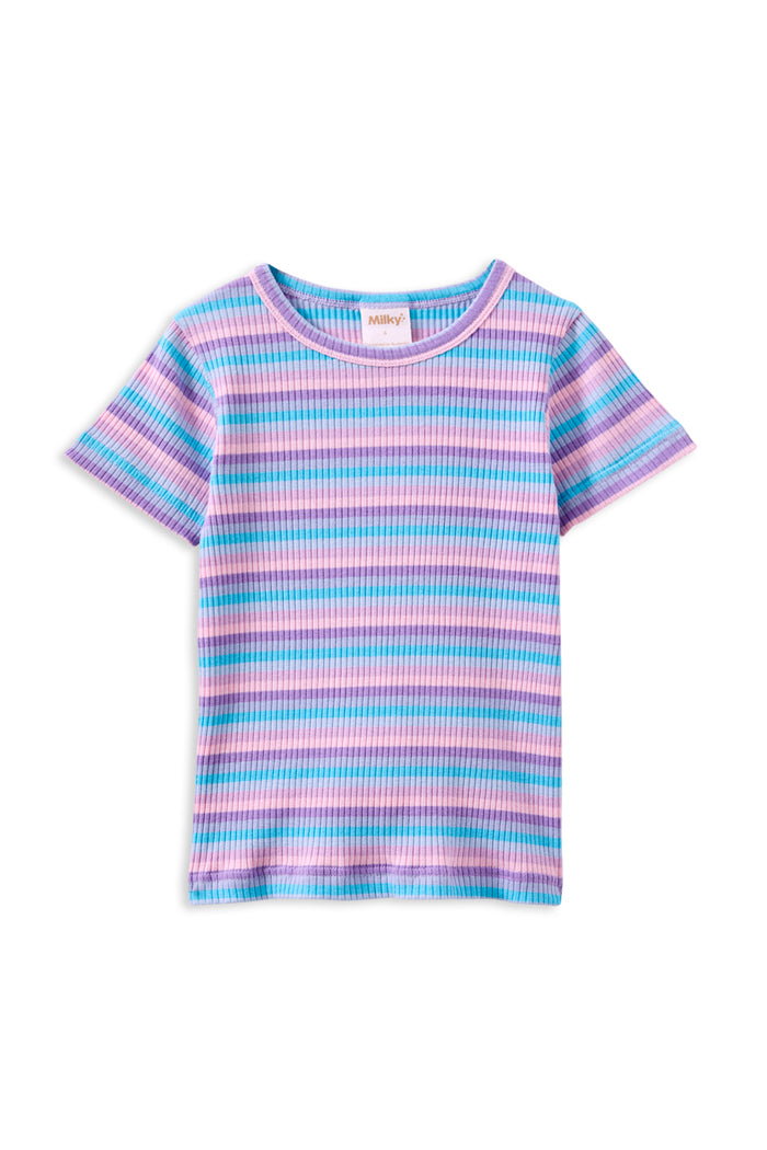 MILKY LILAC STRIPE RIB TEE