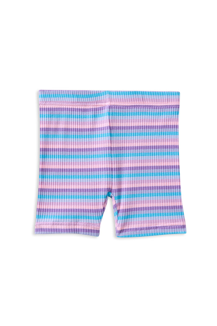 MILKY LILAC STRIPE RIB BIKE SHORT