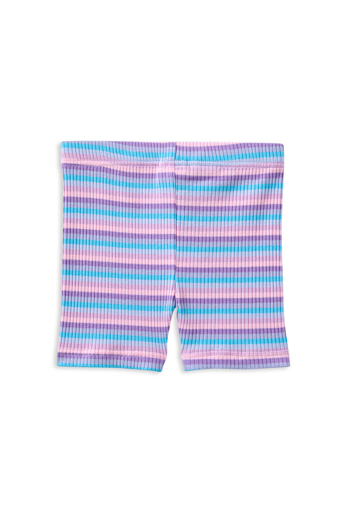 MILKY LILAC STRIPE RIB BIKE SHORT