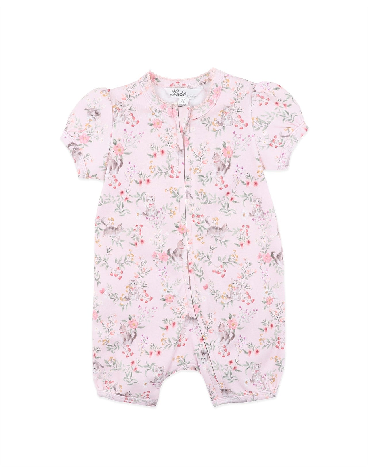 BEBE WILLA ORGANIC SS ZIP ROMPER